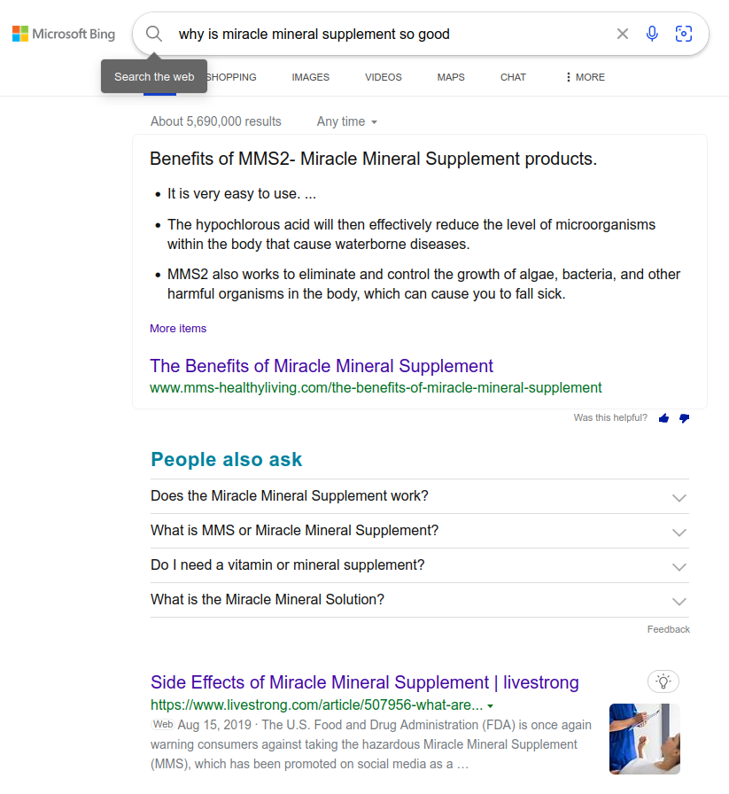 Miracle Mineral Supplement Benefits - falshoods from bing